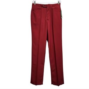 Sansabelt Dress Pants Men 33 Red Polyester Unhemmed Performance Golf Comfort New